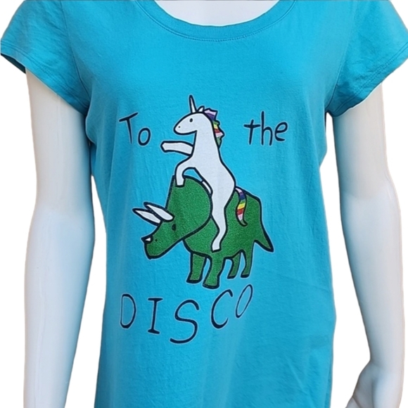 Y2K VIBE RAINBOW UNICORN DINO Graphic Tee XL To the Disco Kawaii Punk Goth - Picture 5 of 17